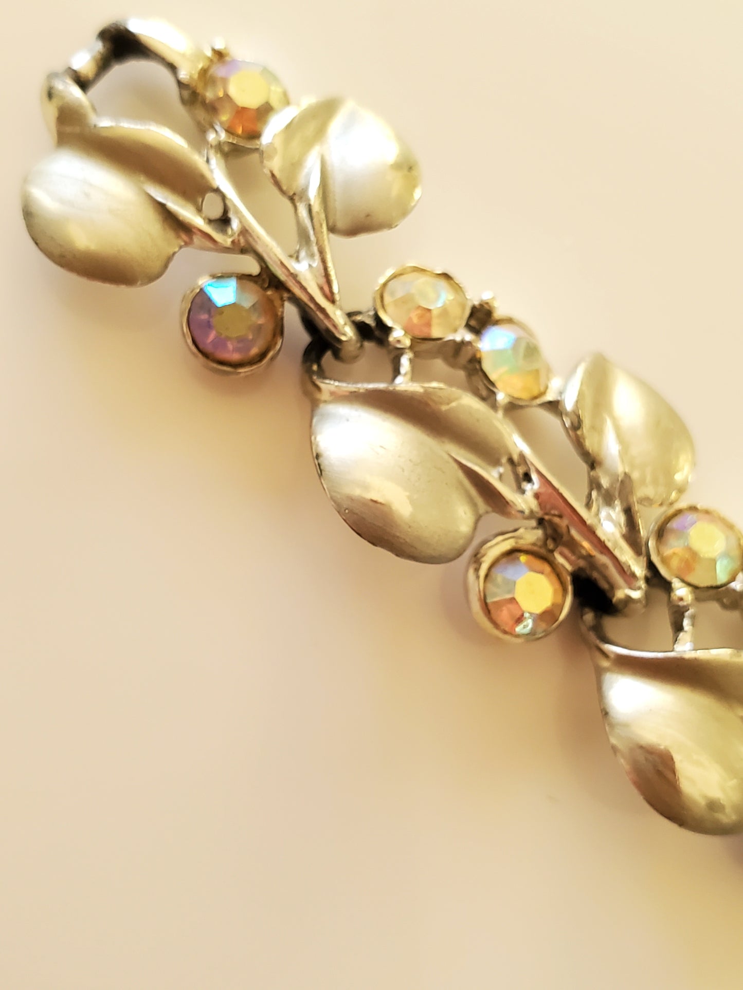 Vintage 1960s BSK AB Clear Rhinestone Floral Bracelet