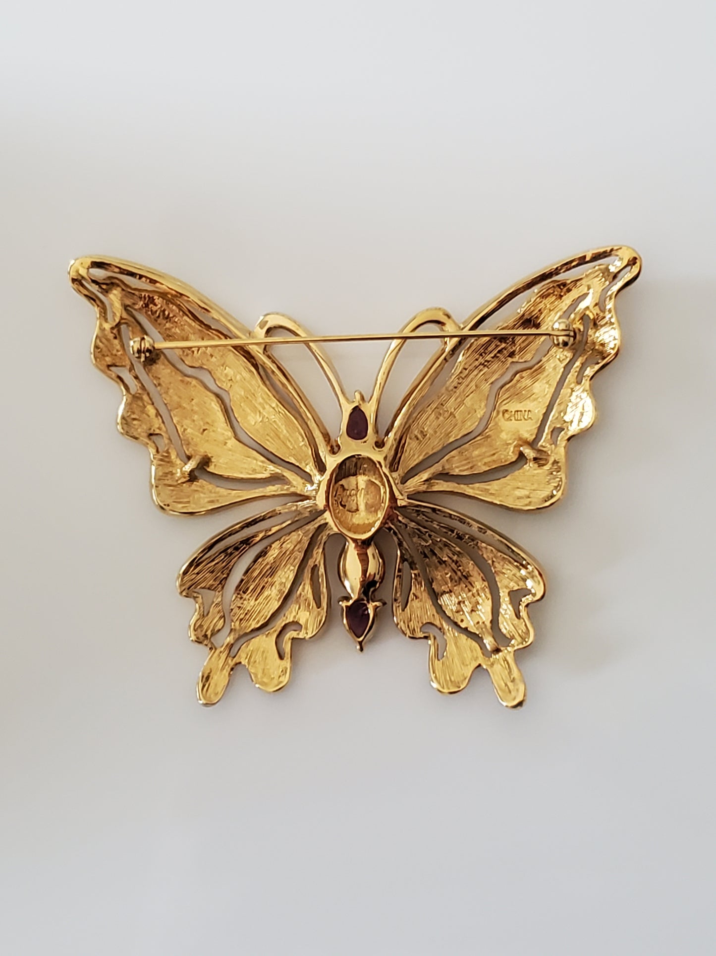 Bob Mackie Pastel Blue Green 3.75 in Enamel Butterfly Brooch