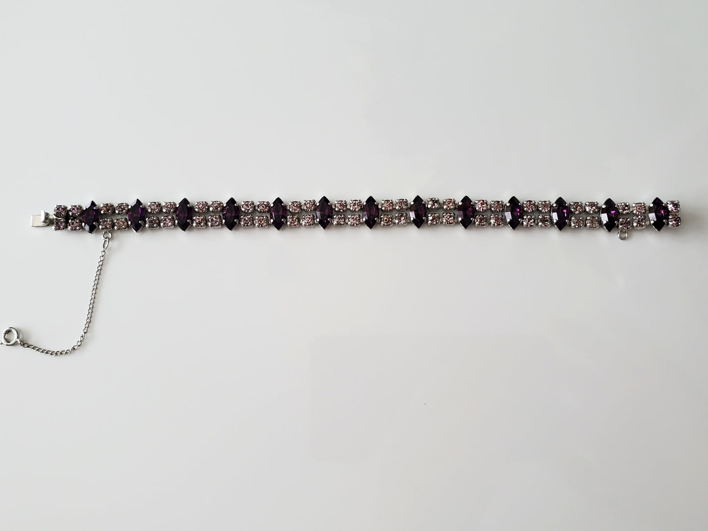 Vintage B David Designer Purple and Lavendar Bracelet with Sterling Silver Safety Clasp