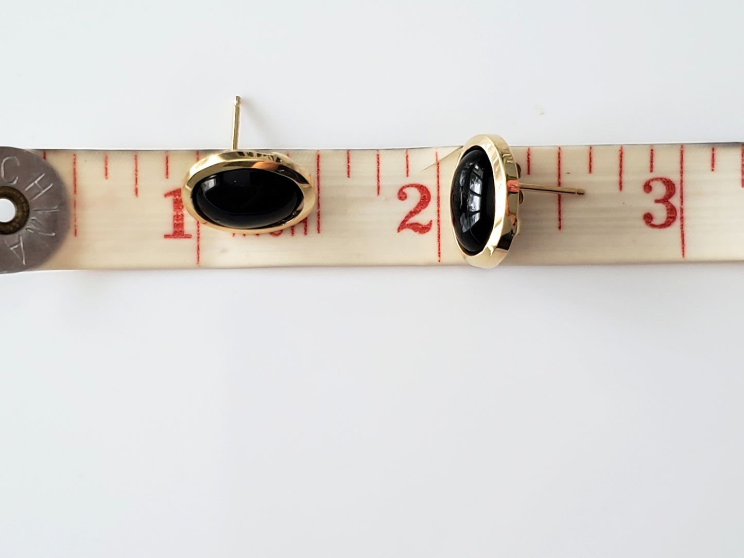 Vintage 14K Solid Gold Onyx Stud Earrings