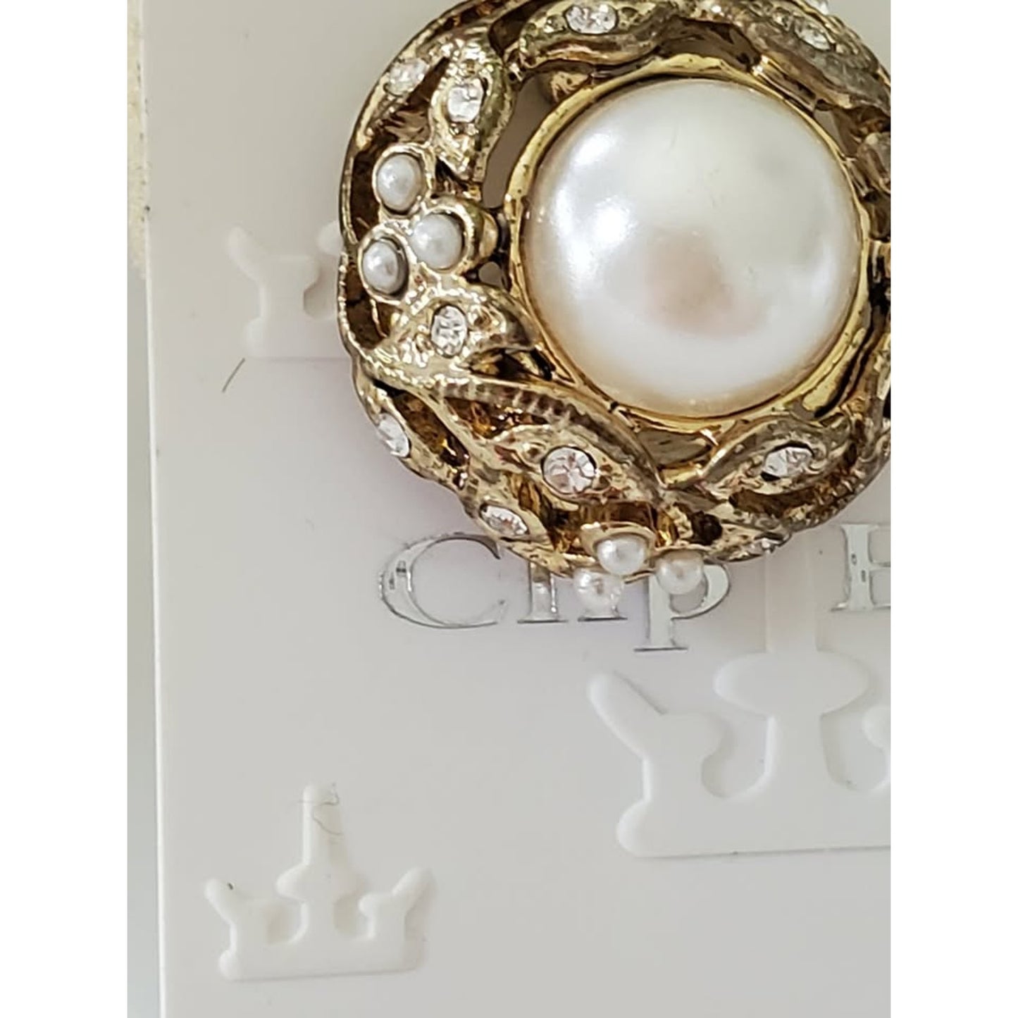 Vintage Trifari Faux Pearl Clip On Earrings