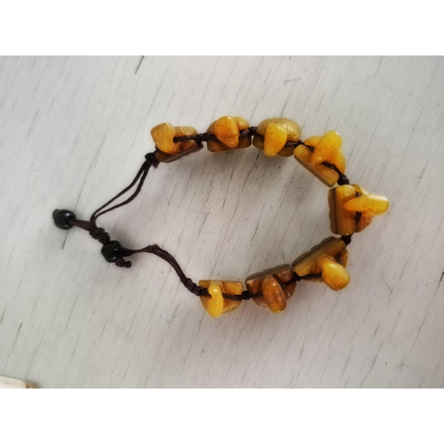 Vintage Yellow Jade Seated Buddha Figure Adjustable Bracelet