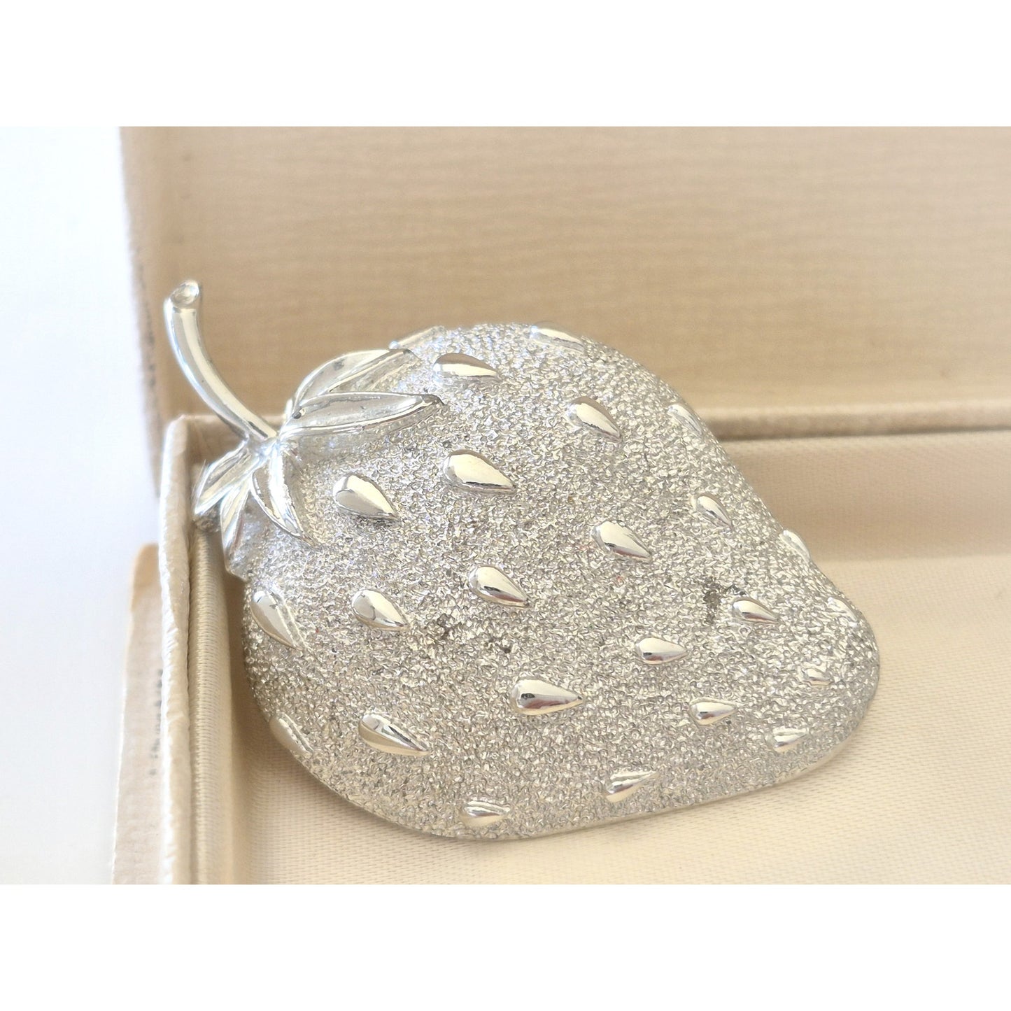 Vintage Silver tone Sarah Coventry Strawberry Brooch
