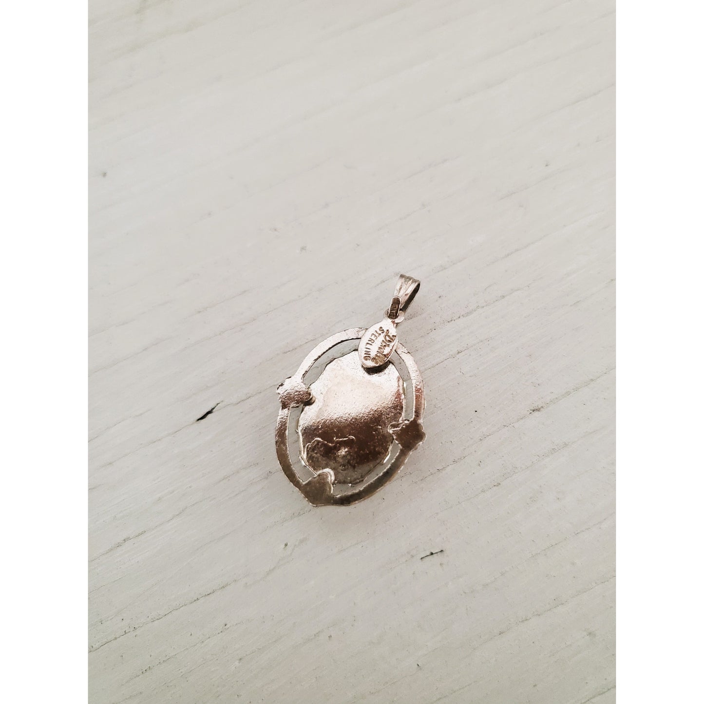 Vintage Dixelle Mother of Pearl and Sterling Silver Cameo Pendant