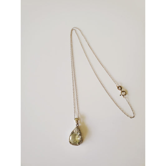 Vintage Sterling Silver Prasiolite Necklace