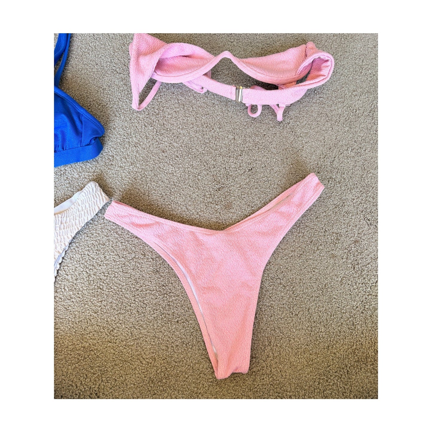 Blue White and Pink Bikinis
