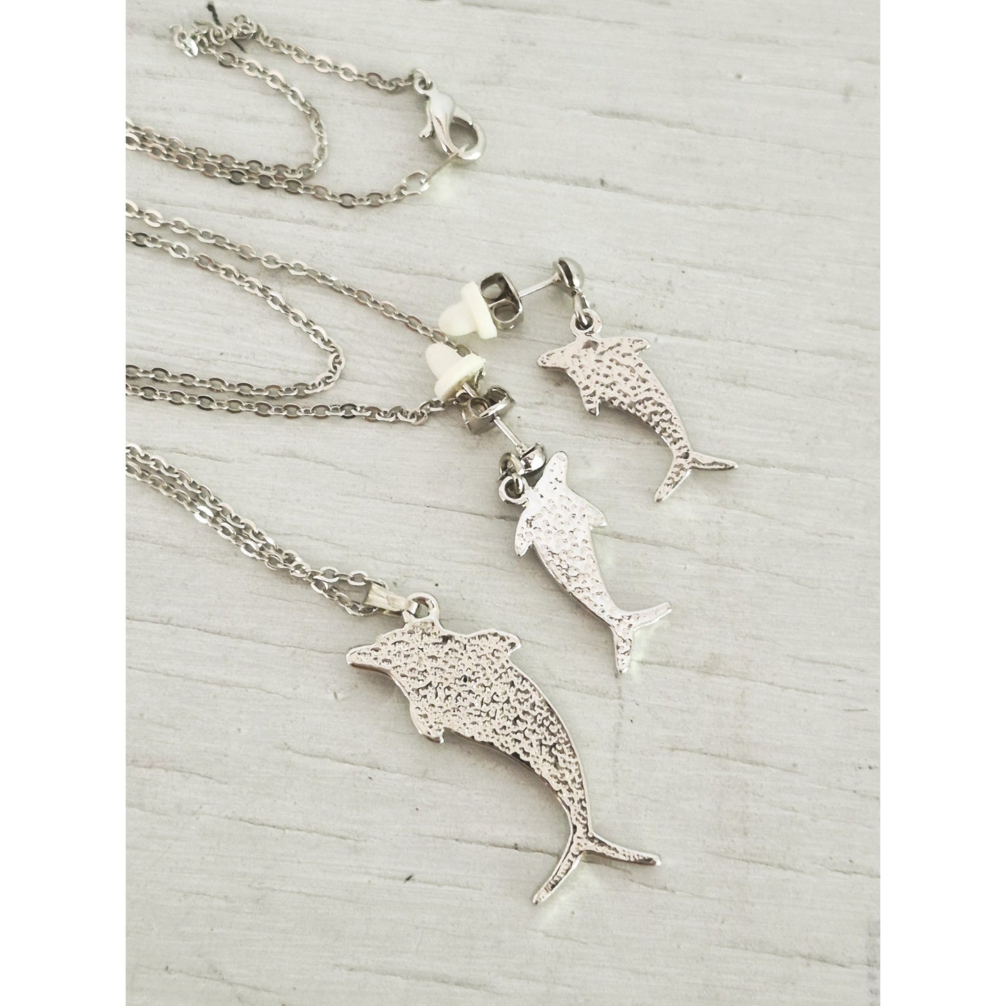 Vintage Dolphin Necklace and Earring Set