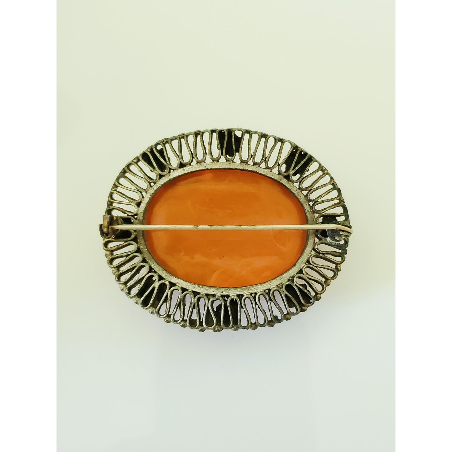 Vintage Red Celluloid Floral Antique Brooch