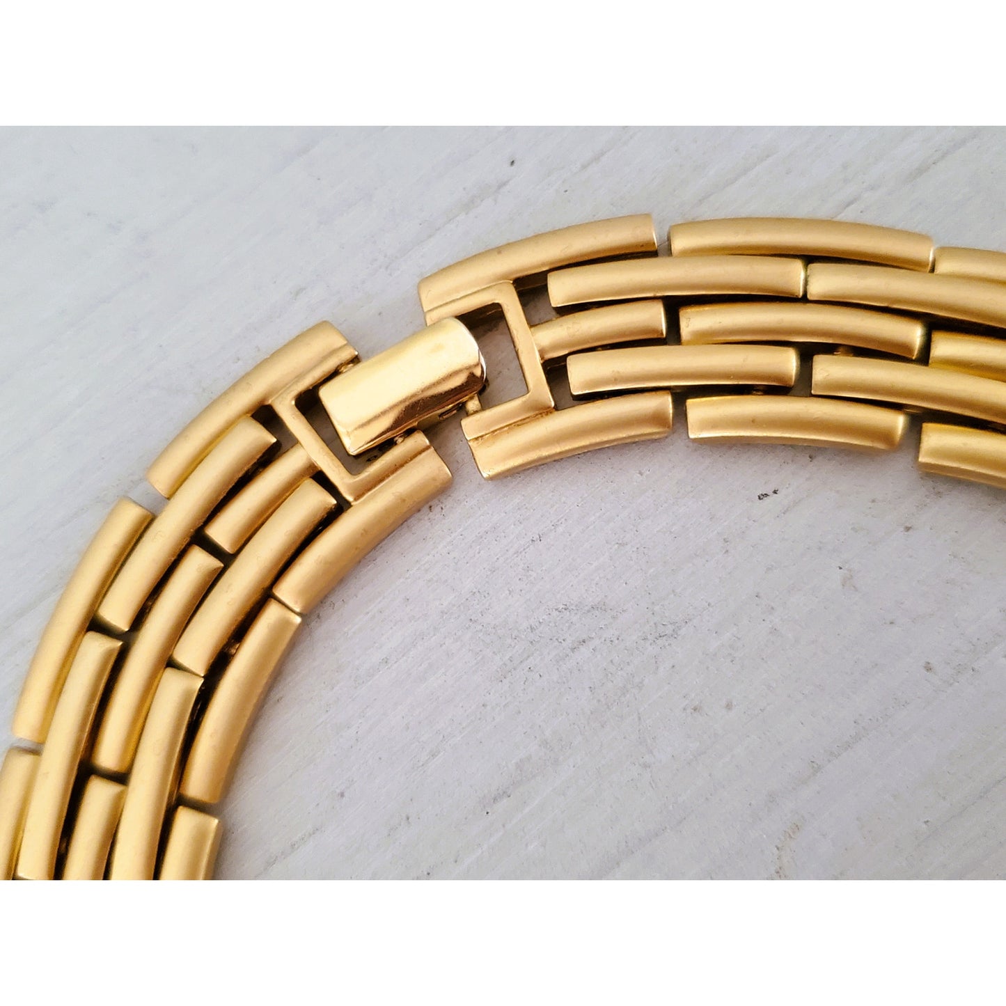 Vintage Monet Goldtone Wide Basketweave Wide Necklace and Earring Set