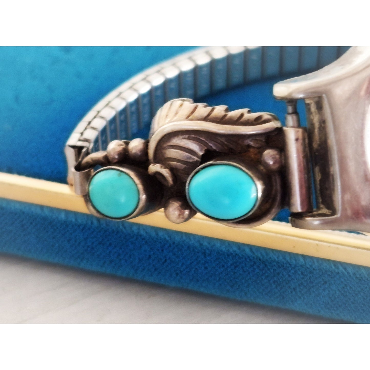 Vintage Timex Carriage Navajo Watch With Sterling Silver & Turquoise