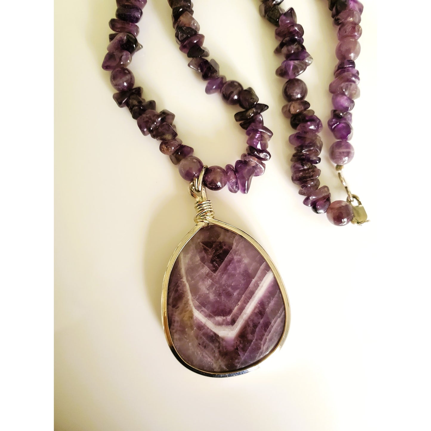 Vintage Natural Amethyst Sterling Silver Necklace and Bracelet Set