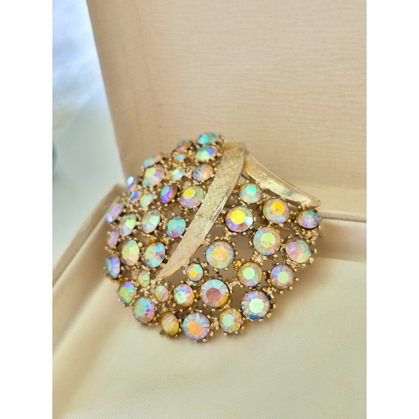 Vintage Rhinestone MCM Signed ART AB Rhinestone Brooch