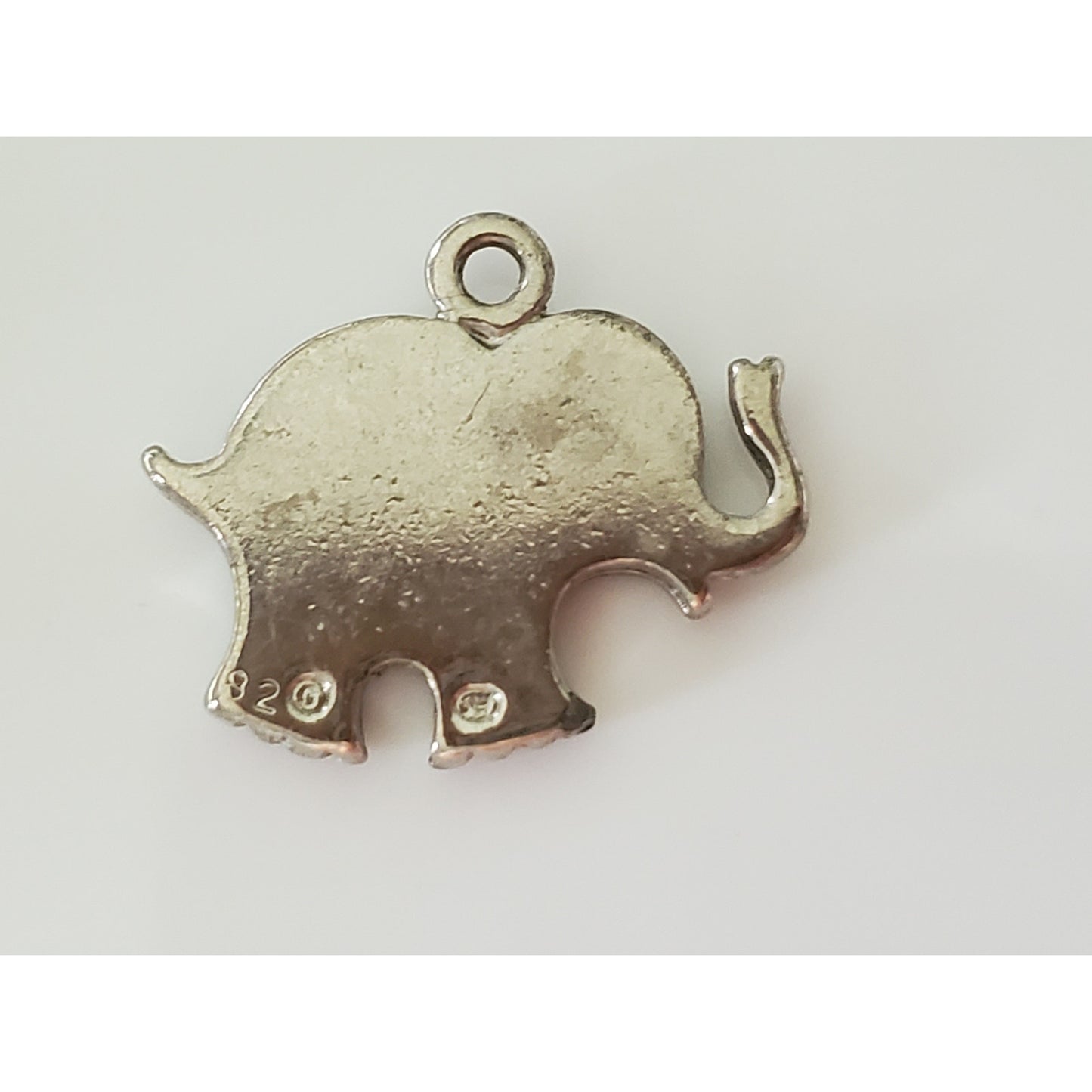 Vintage Silver Mini Crushed Turquoise Elephant Charm
