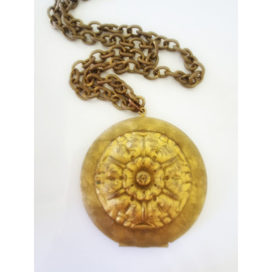 Vintage Large Round Ornate Locket Chain Necklace