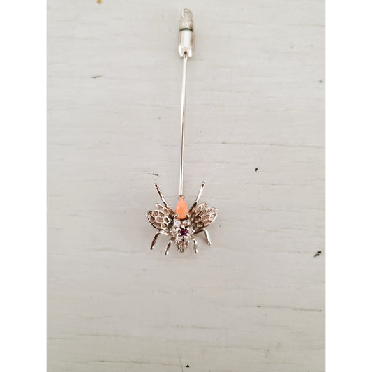 Vintage Silver Tone Bug Stick Pin