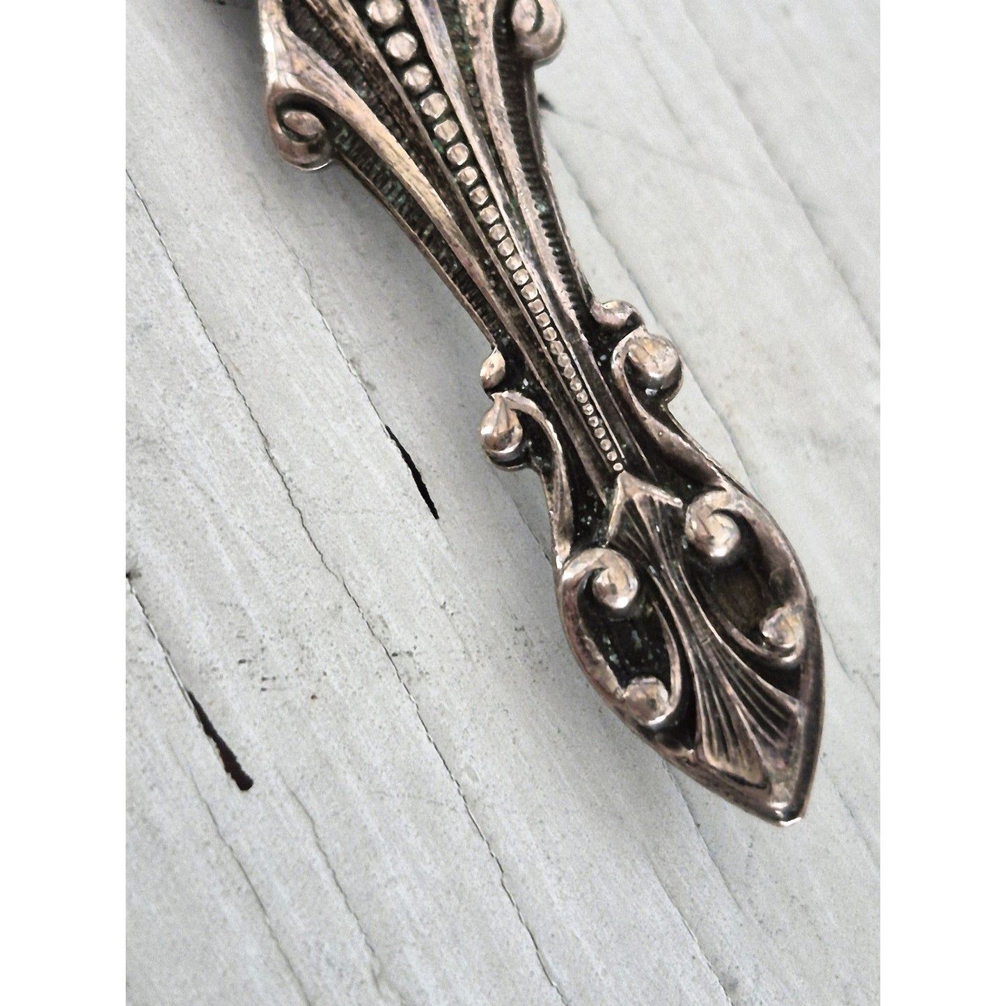 Vintage Art Deco Silver Tone Bar Brooch