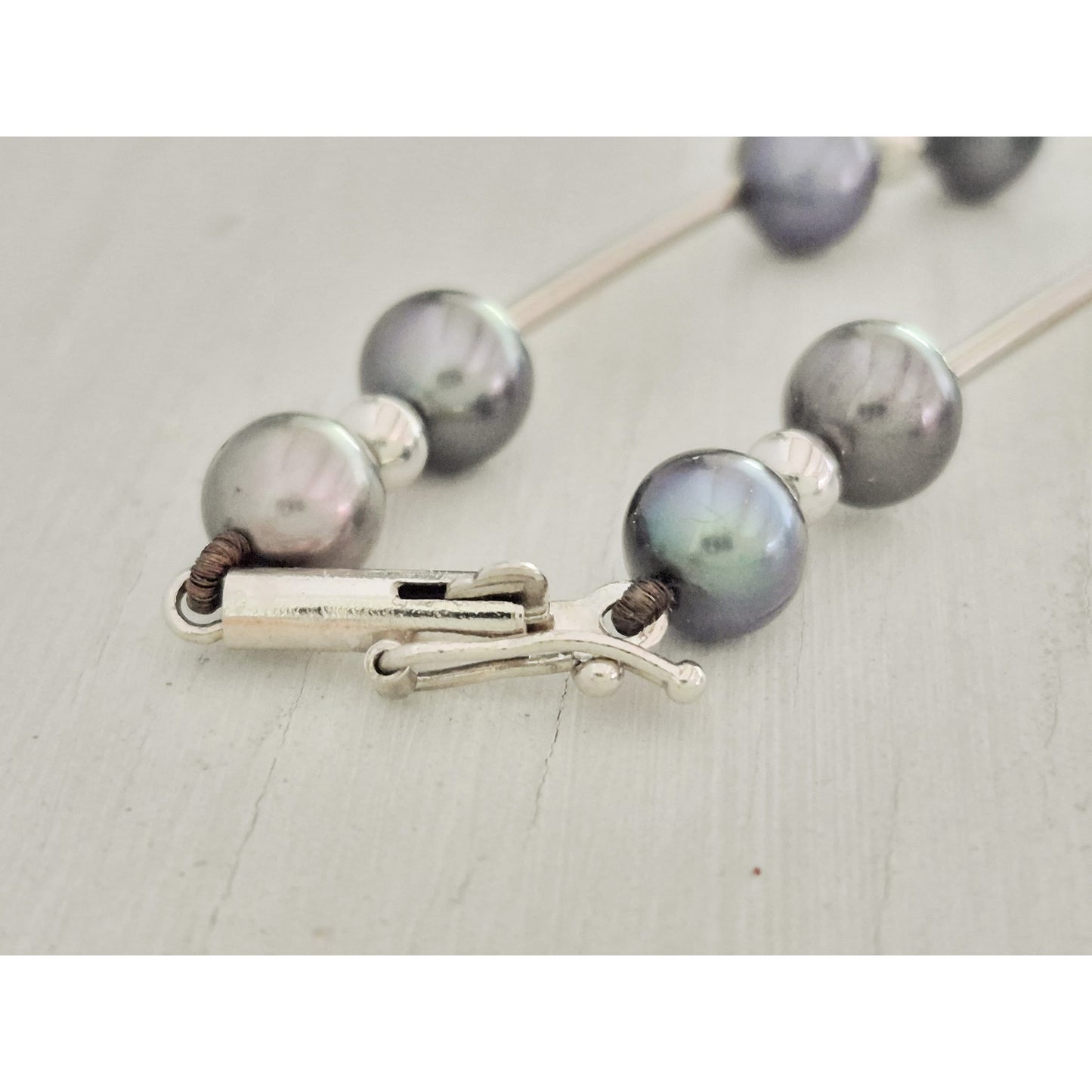 14K White Gold Tahitian Pearl Necklace with Faux Pearl Earrings