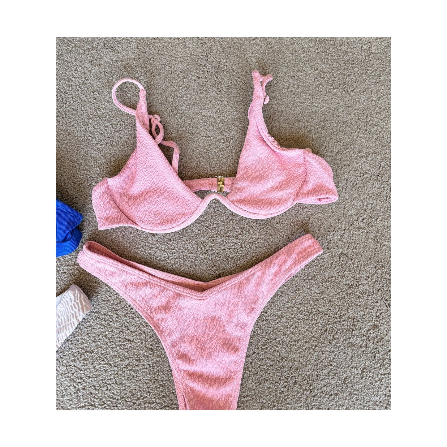 Blue White and Pink Bikinis
