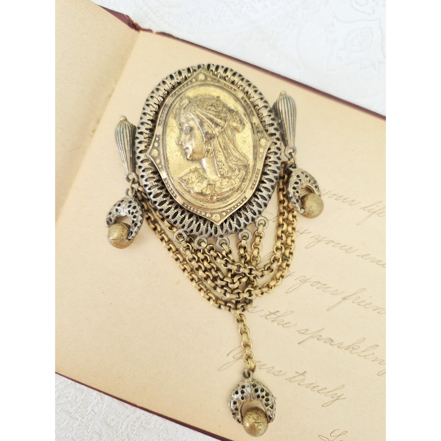Vintage Gold-tone Chatelaine Brooch