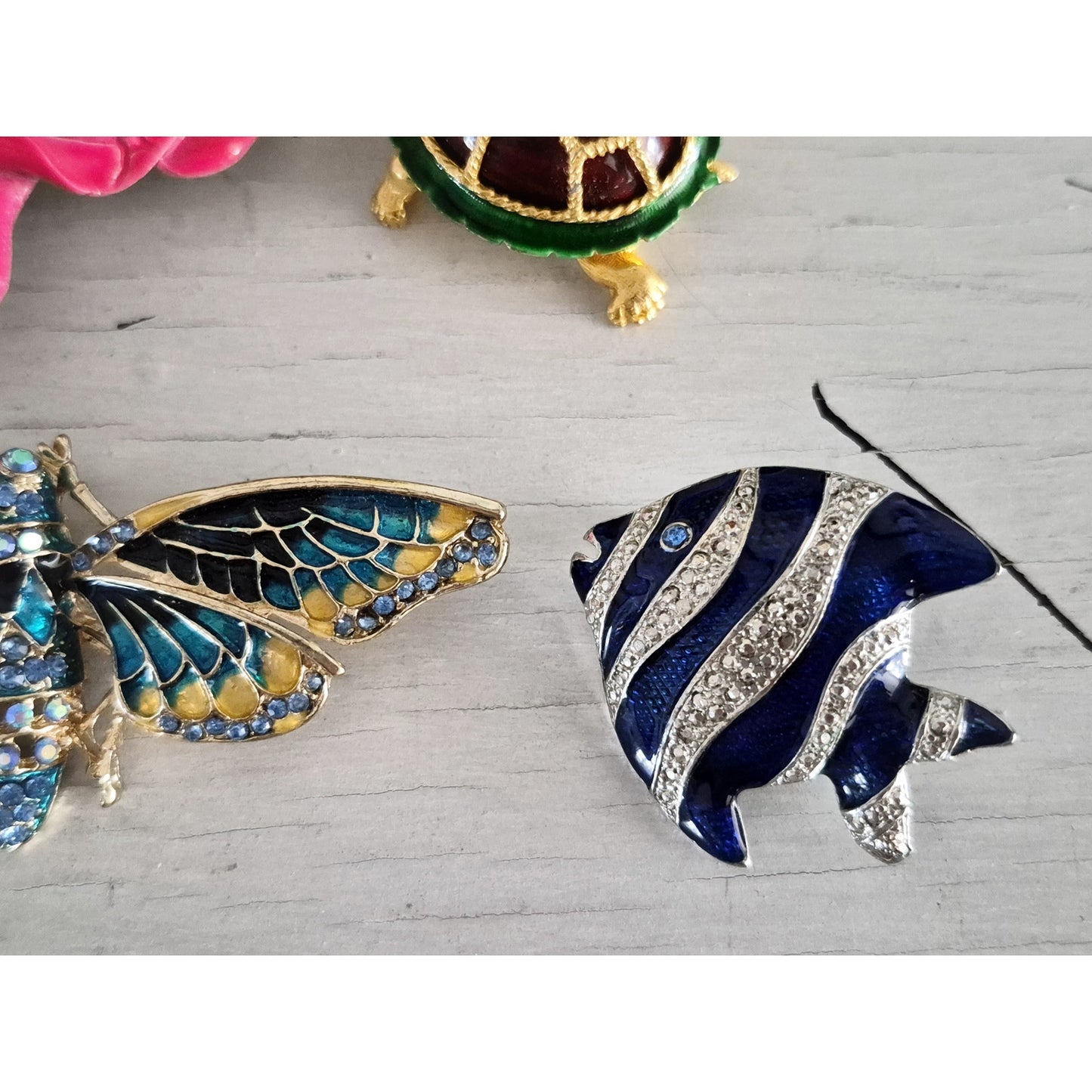 Vintage Bug and Animal Brooch Set