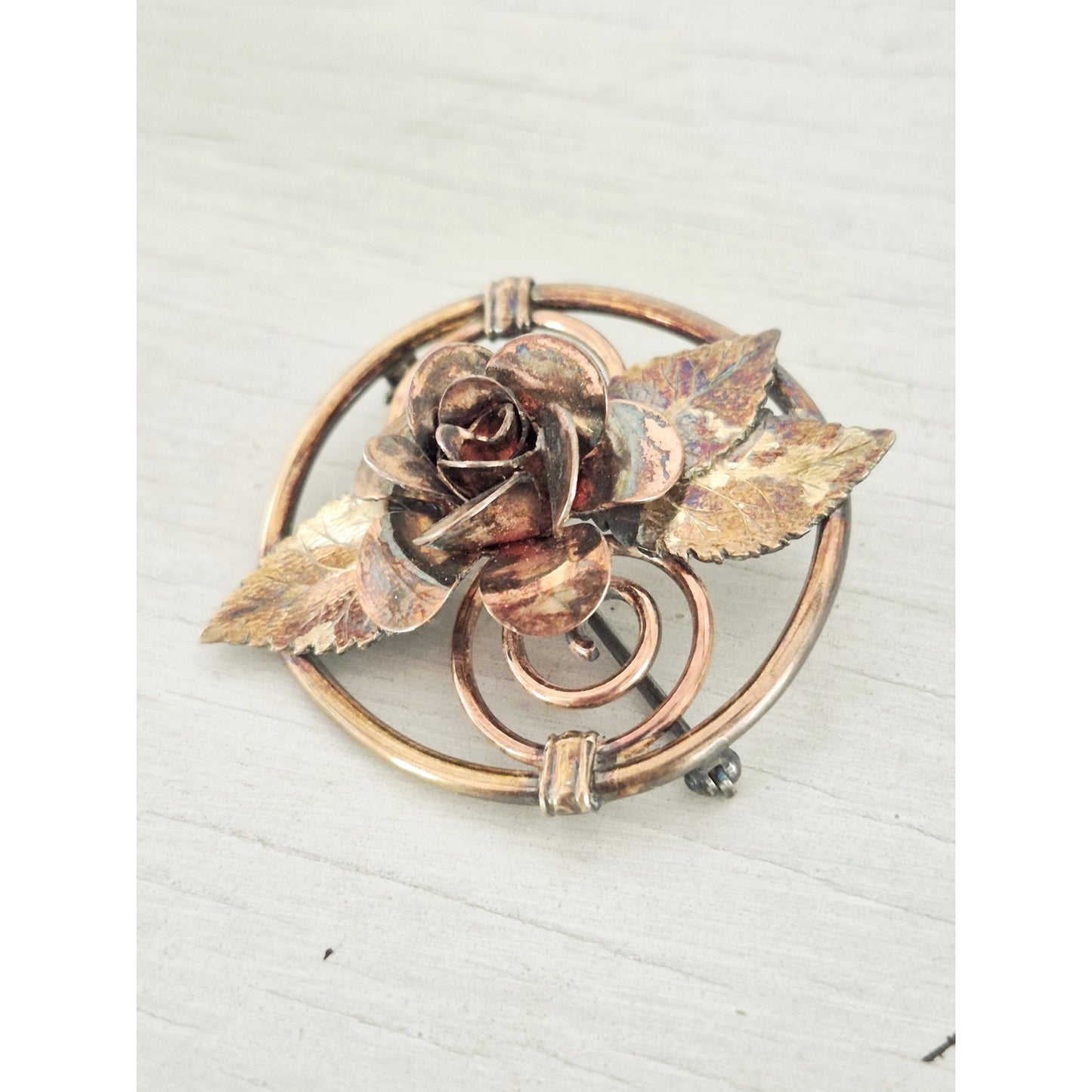 Vintage Rose Dome Gold-fill Brooch