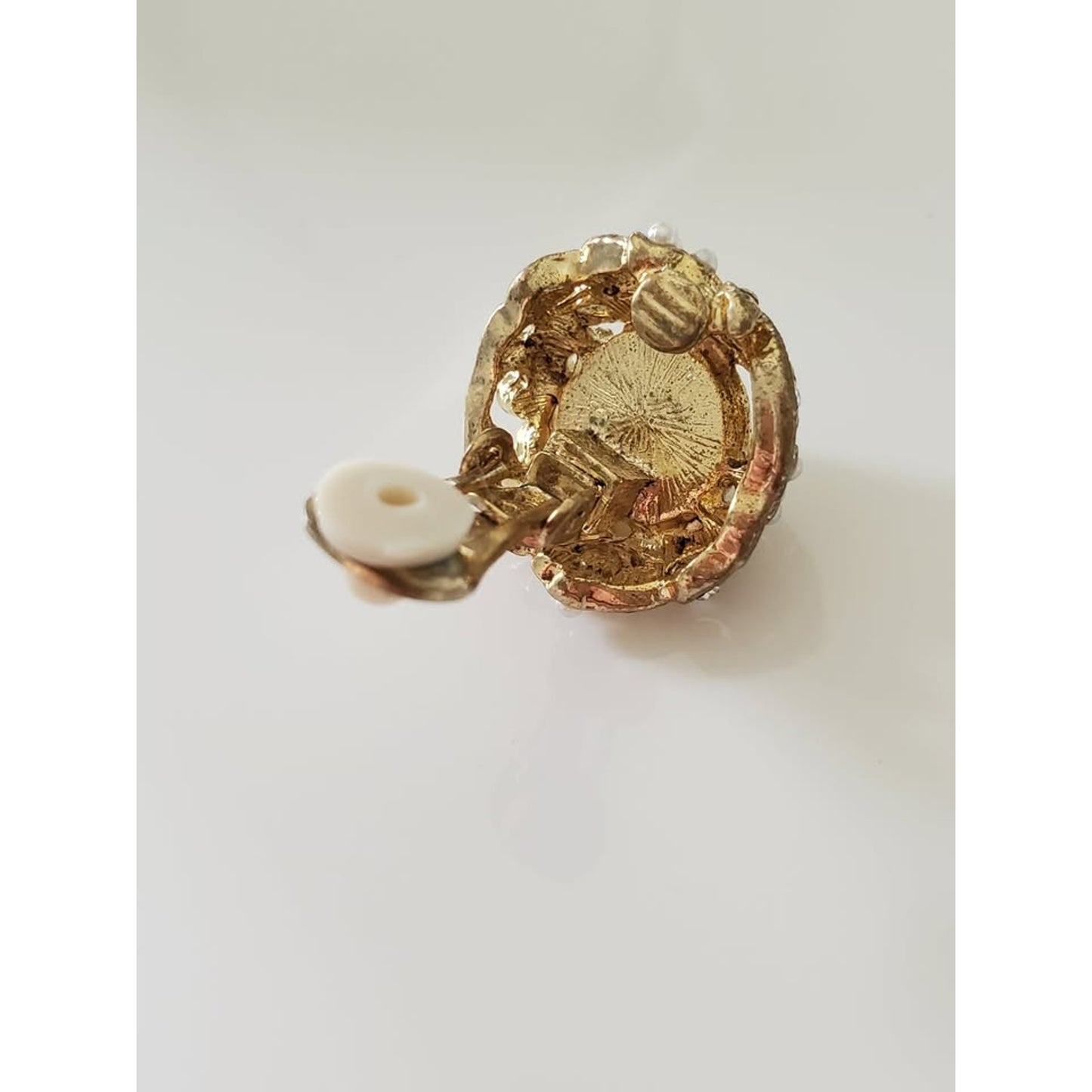Vintage Trifari Faux Pearl Clip On Earrings