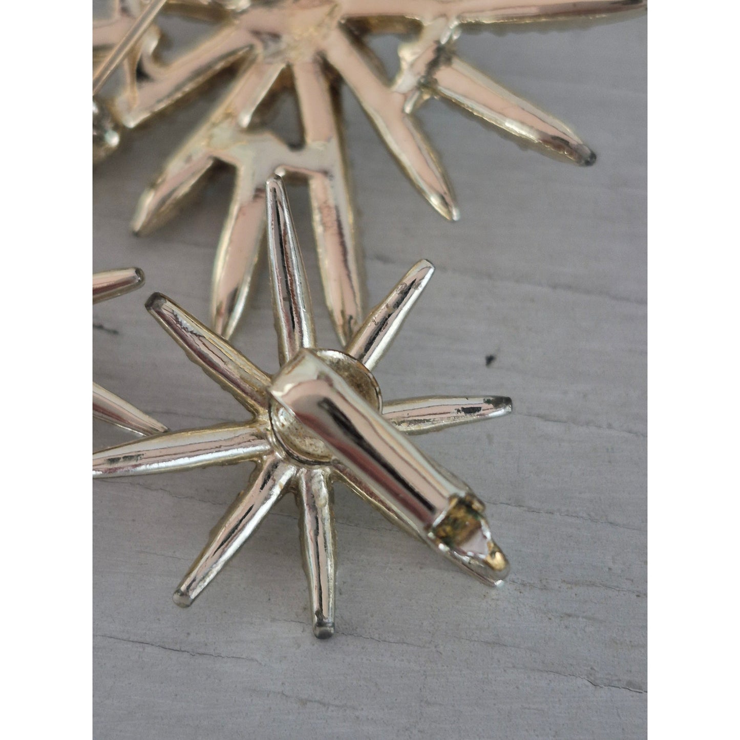 Vintage Star Burst Faux Pearl and AB Stone Brooch and Earring Set
