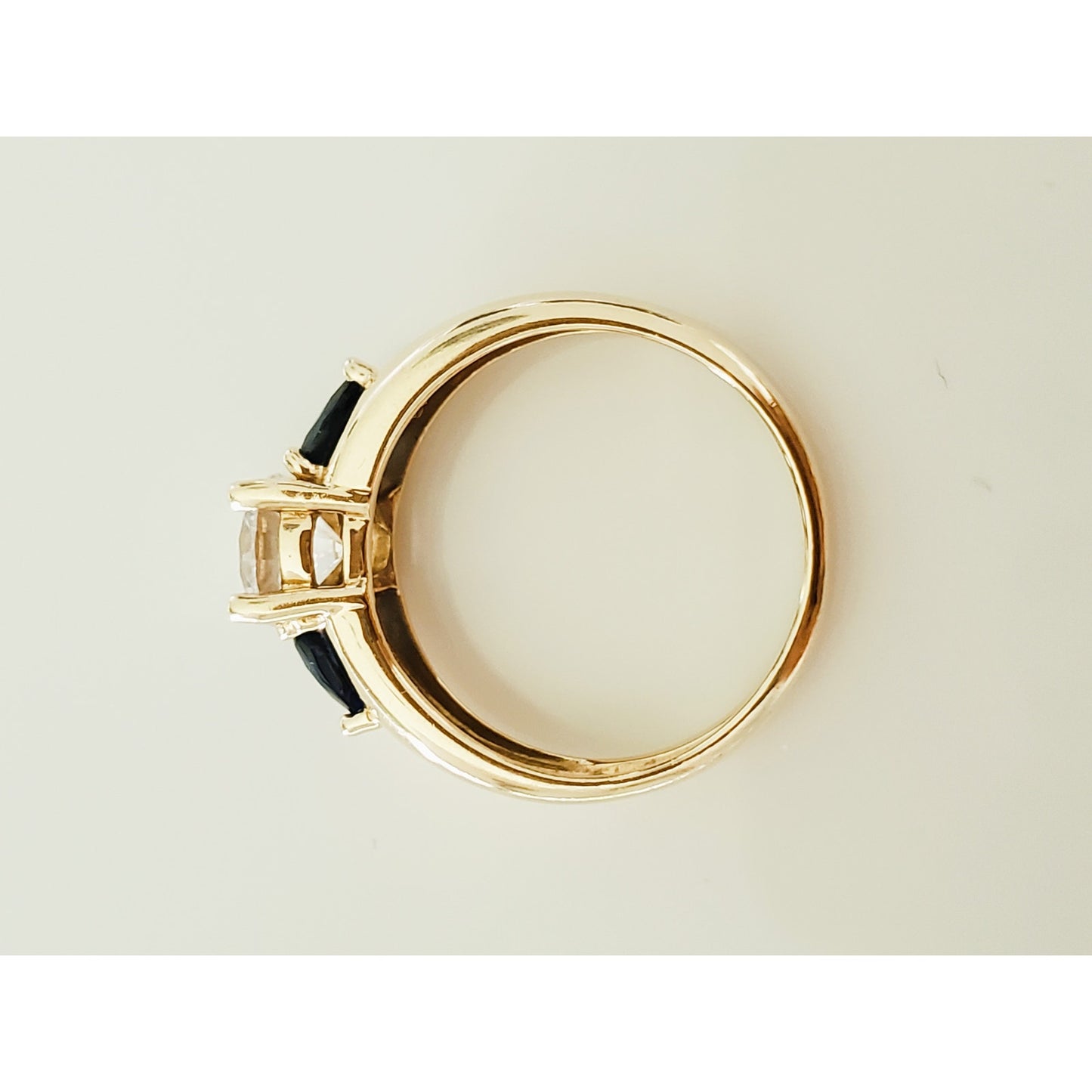 Vintage 14K Gold Sapphire and Crystal Zirconia Ring