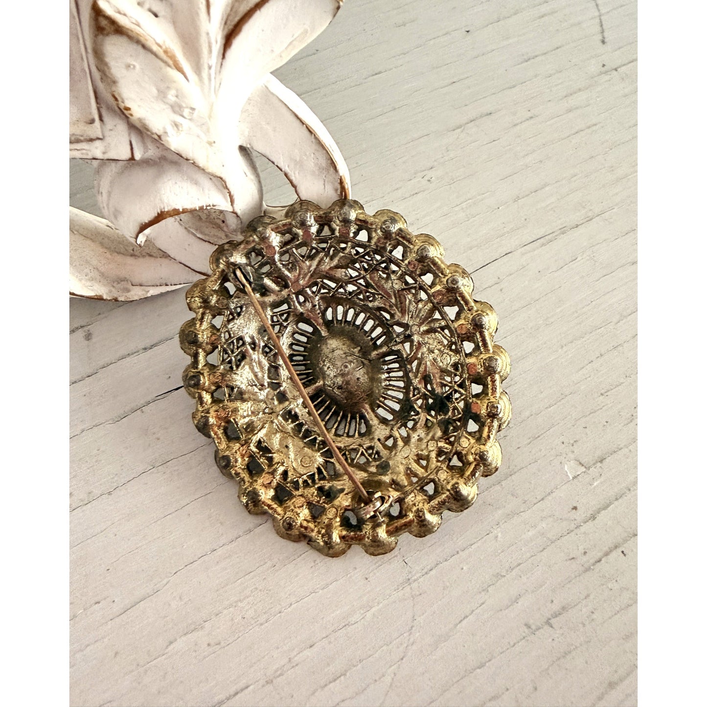 Vintage Little Nemo Rhinestone Enamel Floral Pin Brooch