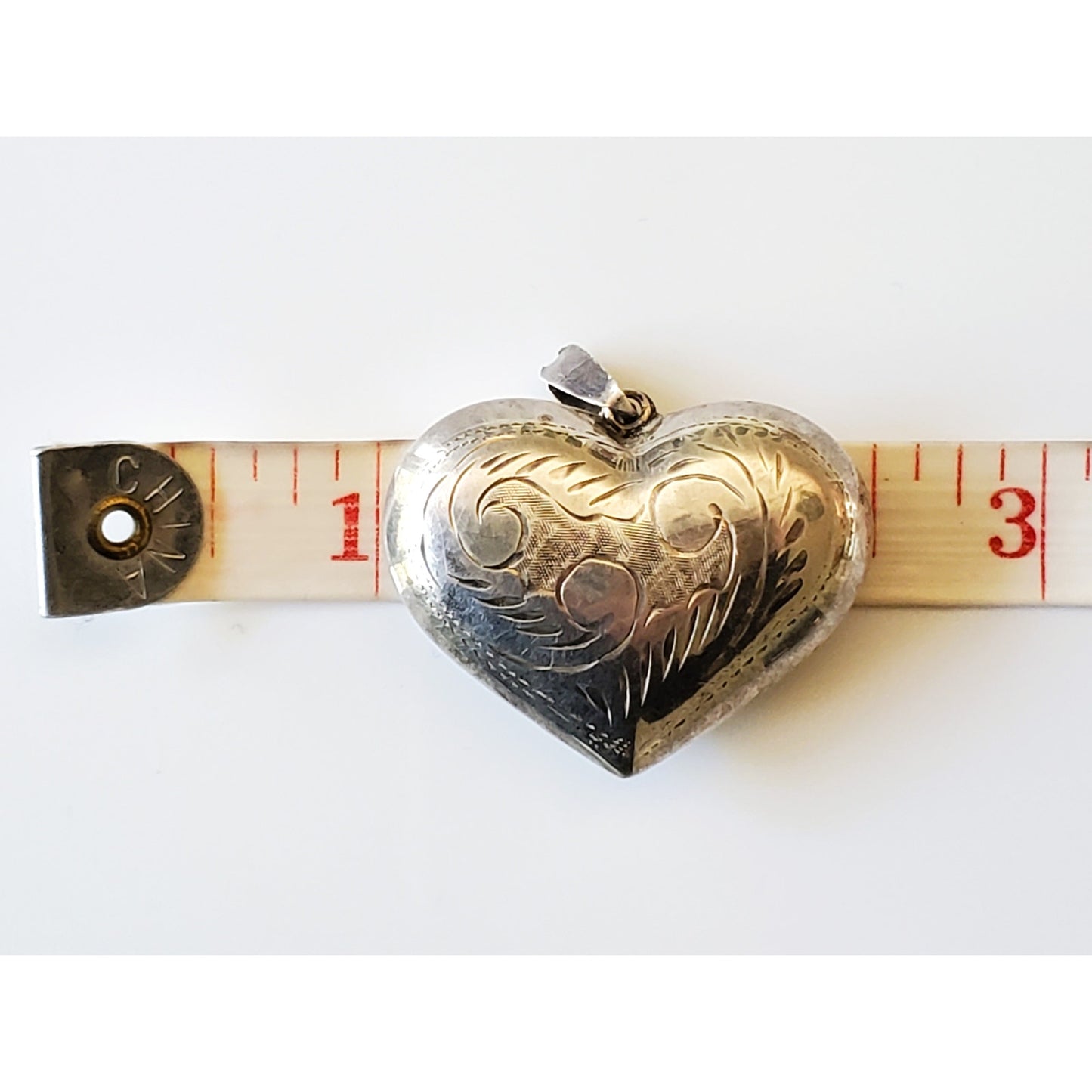 Vintage Puffy Sterling Silver Heart Pendant