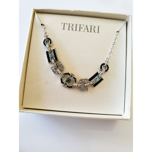 Vintage Art Deco Trifari Silver Tone Necklace