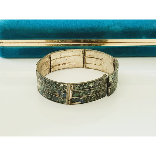Vintage Silver and Turquoise Panel Bracelet