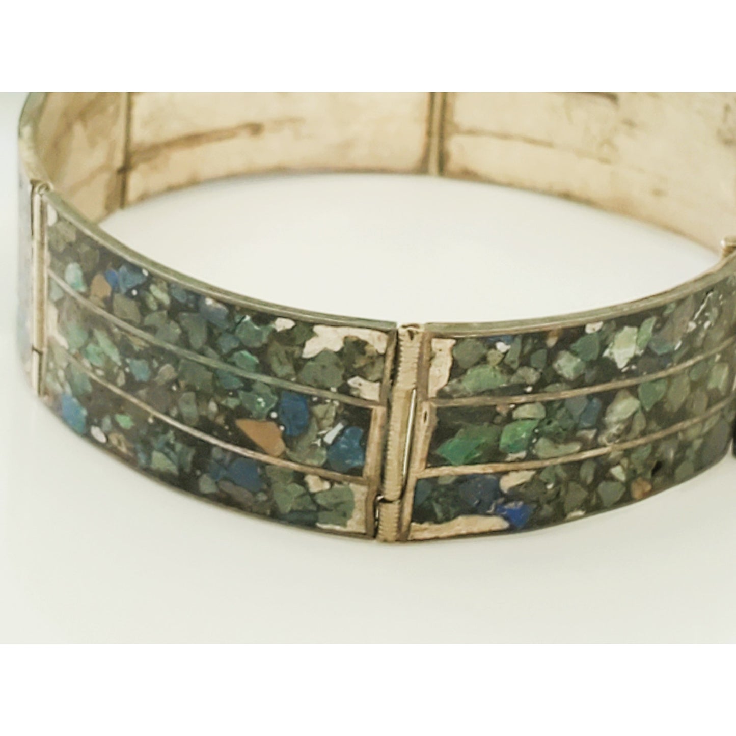 Vintage Silver and Turquoise Panel Bracelet