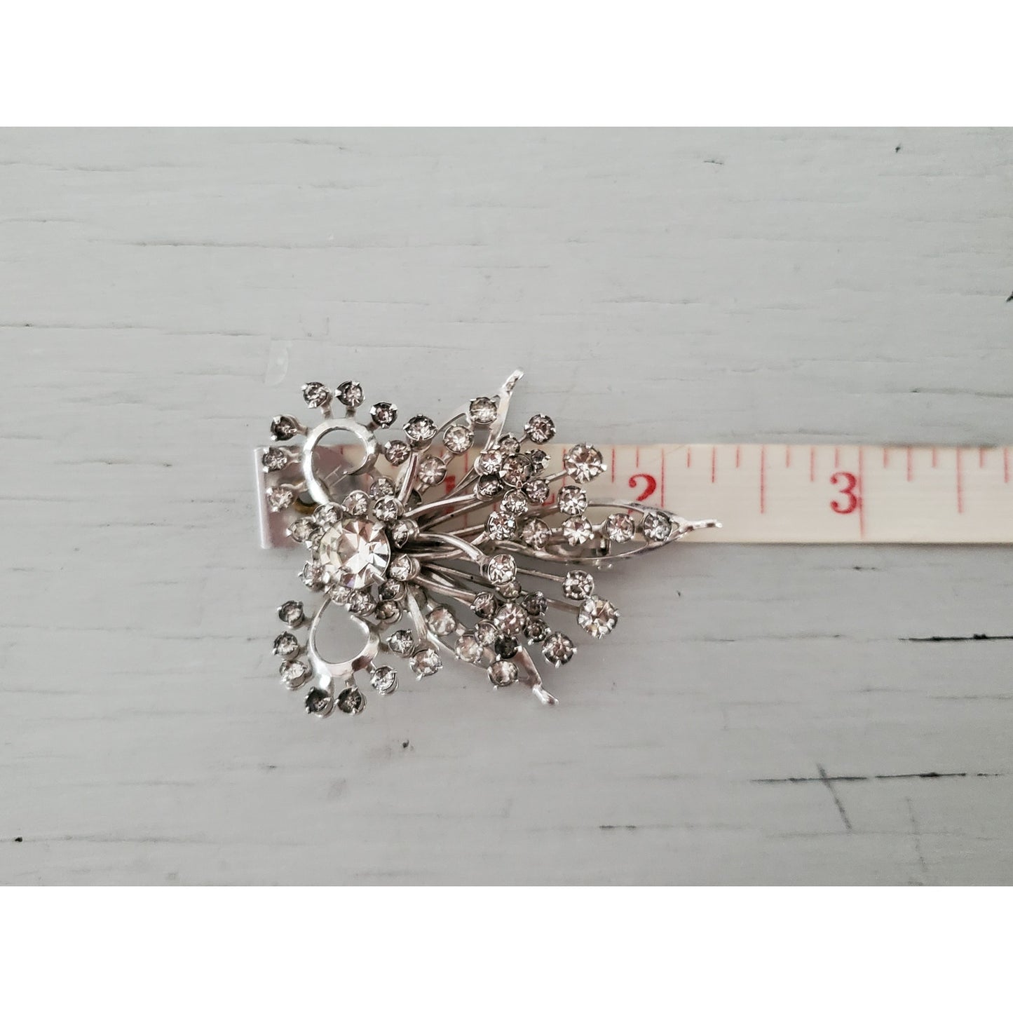 Vintage Clear Rhinestone Bow Brooch