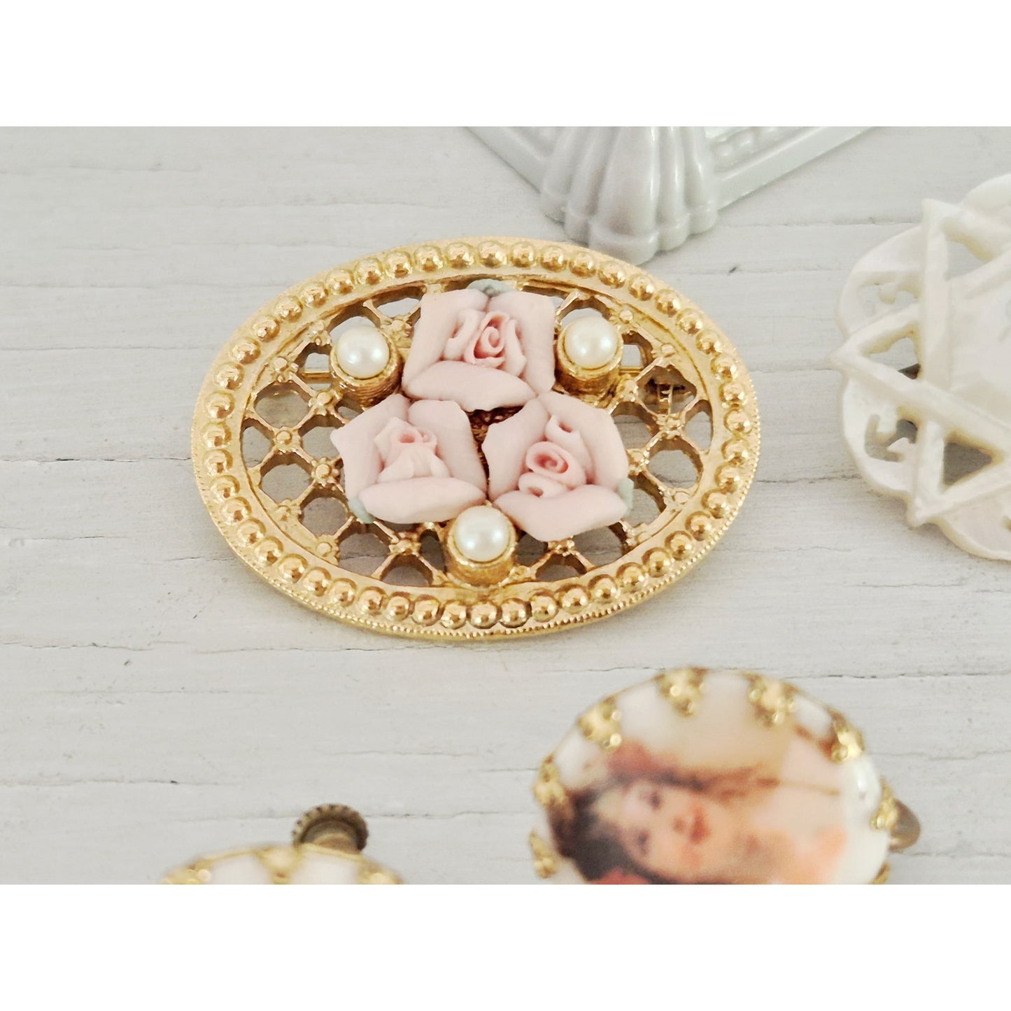 Vintage Earrings and Brooch Jewelry Lot