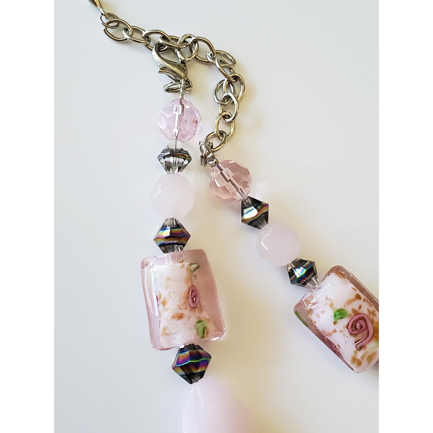 Vintage Light Pink Beaded Necklace and Earring Set