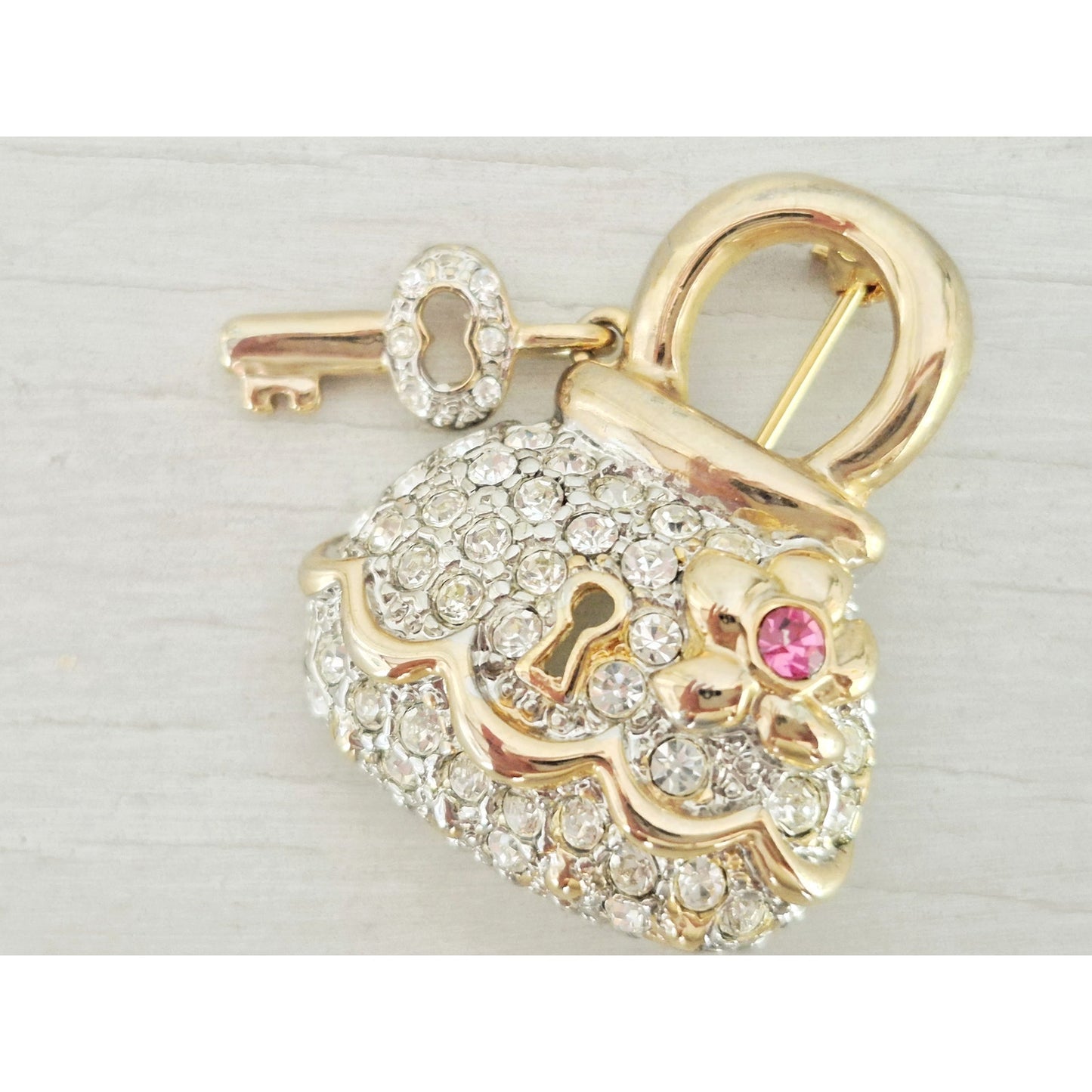 Hillard and Hanson Gold-Tone Rhinestone Handbag Pin