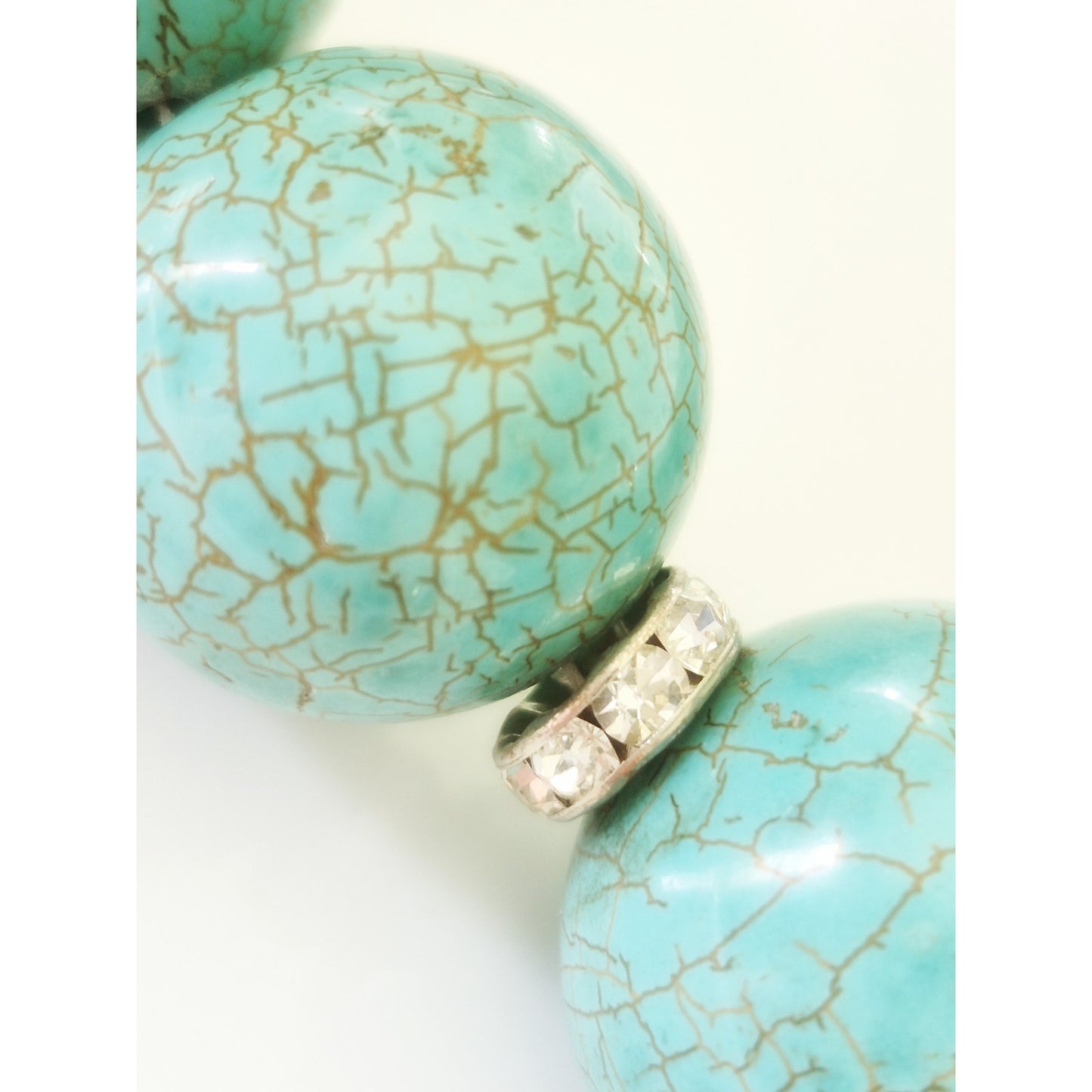 Large Blue Magnesite Turquoise Round Bead Necklace