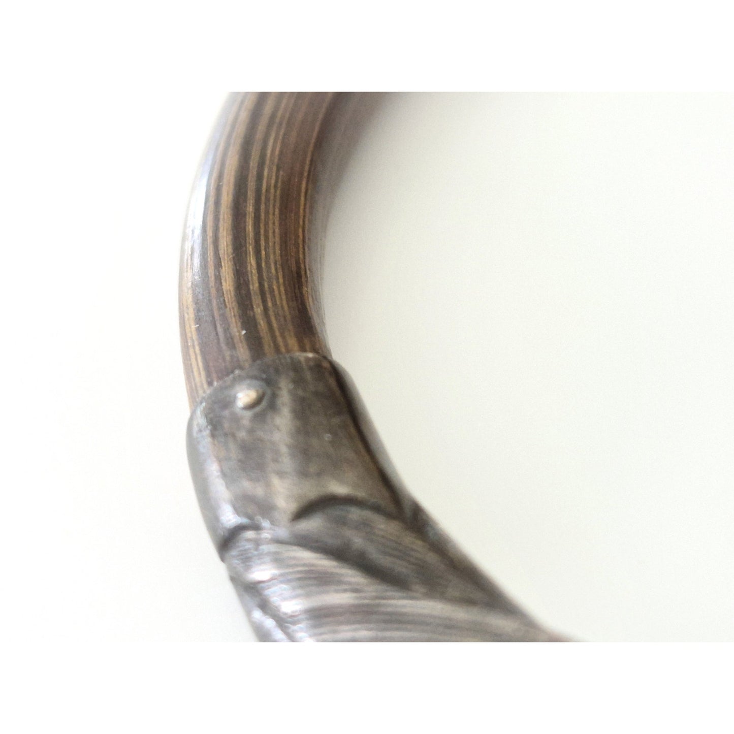 Vintage Sterling Silver & Bamboo Chinese Dragon Bangle Bracelet