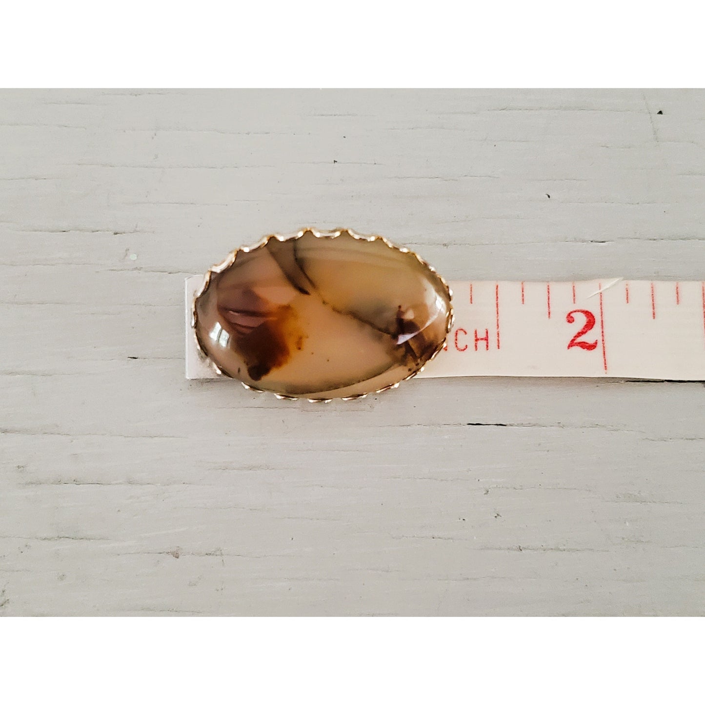 Vintage Victorian Oval Agate Gold Tone Brooch
