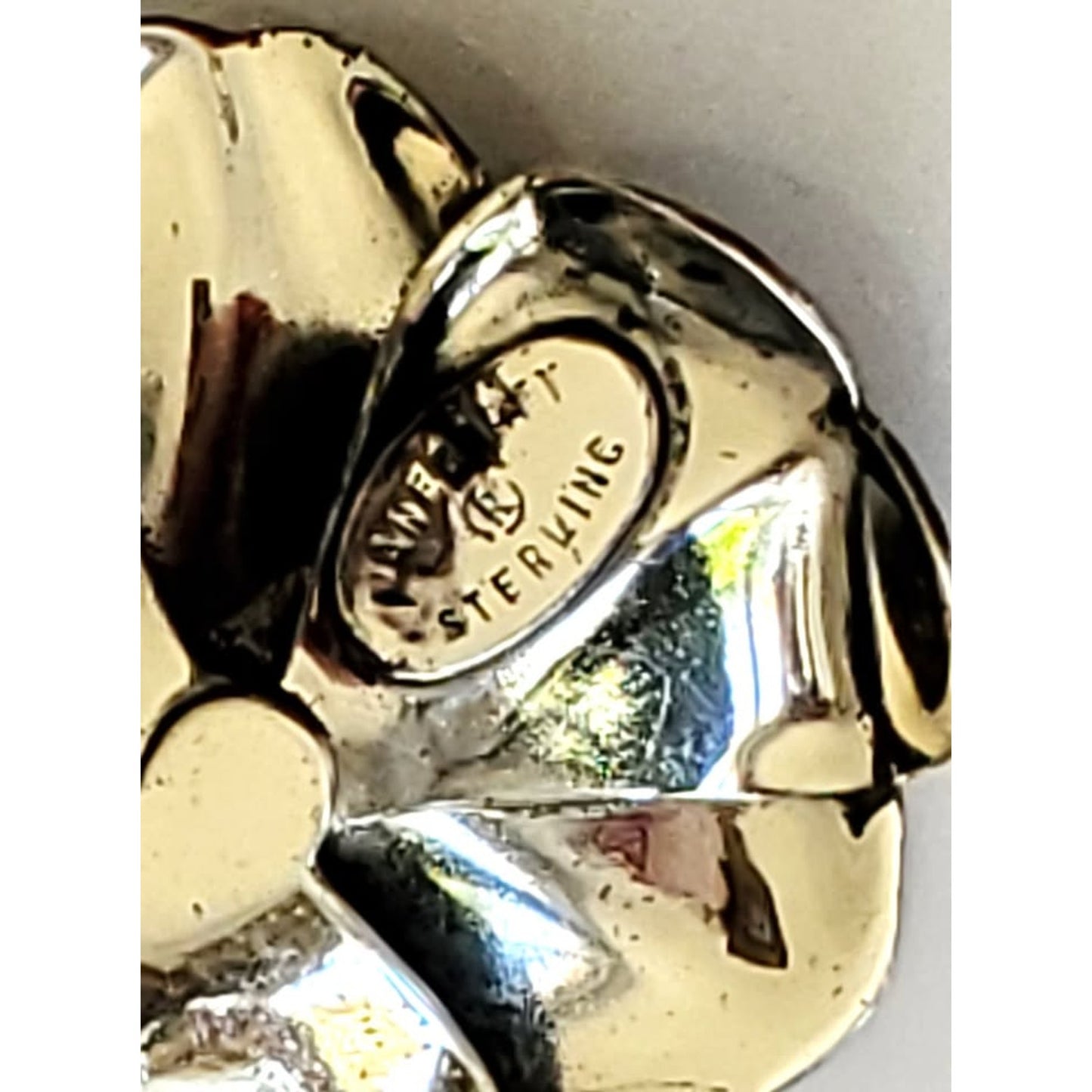 Vintage Sterling Silver White and Gray Textured Enamel Pansy Brooch by Danecraft