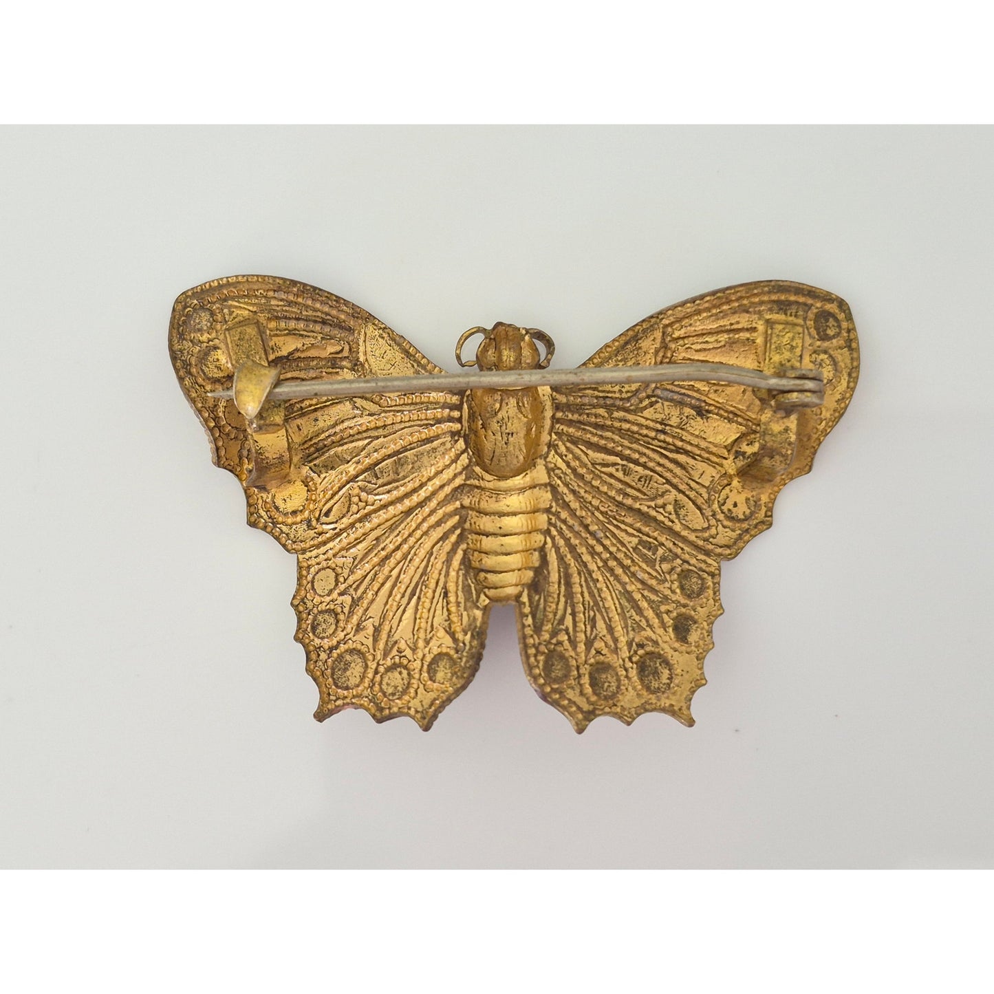Vintage Purple Brass C Clasp Butterfly Brooch
