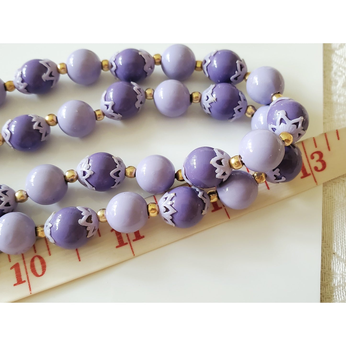 Vintage Never Ending Hong Kong Lavender Beaded Necklace
