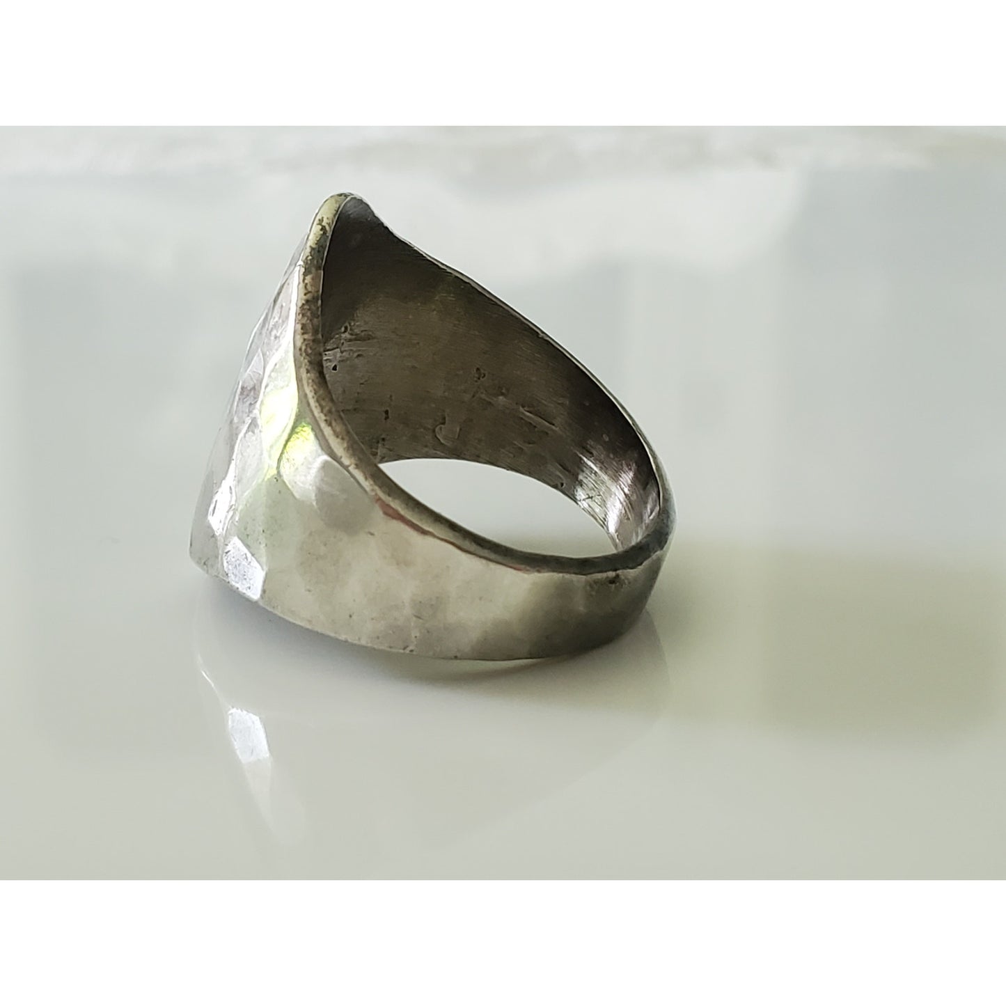 Vintage Mexico Hammered Sterling Silver Modernist Ring