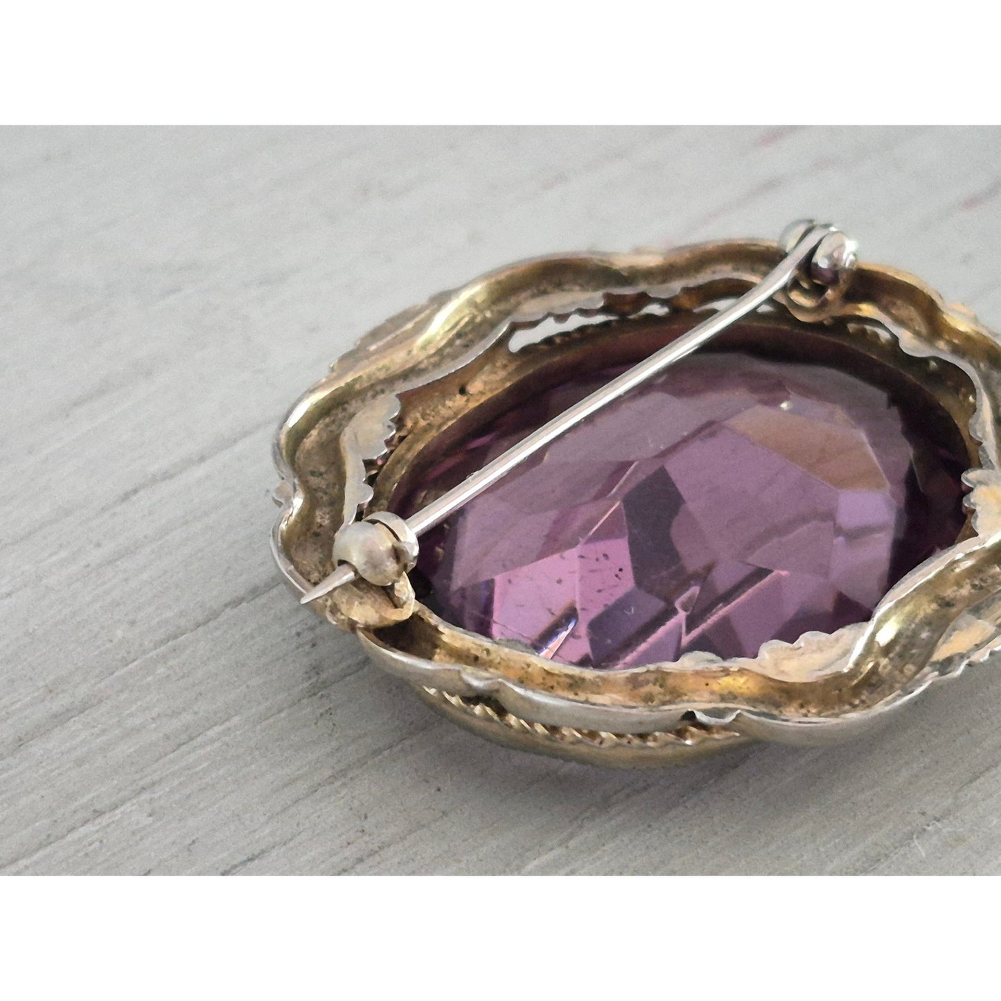 Vintage Victorian Large Amethyst Oval Brooch