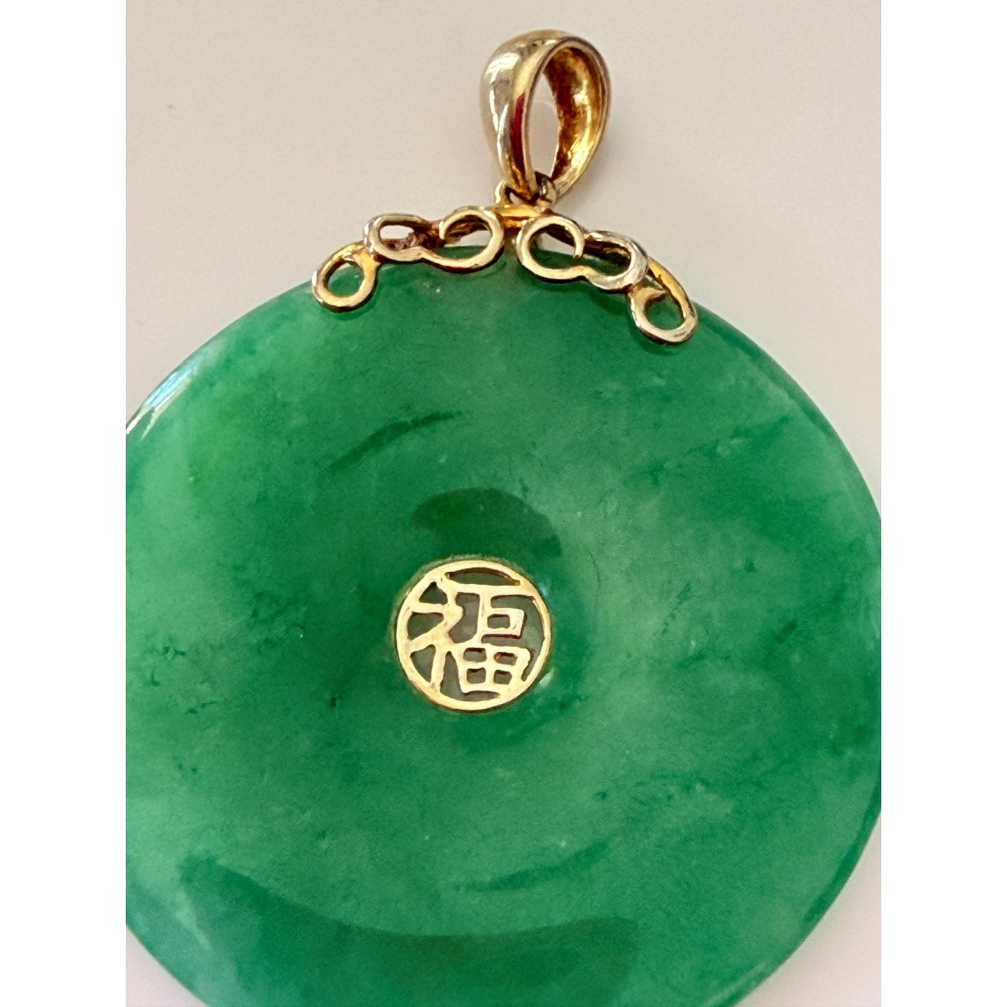 Vintage Sterling Silver Circular Jade Pendant