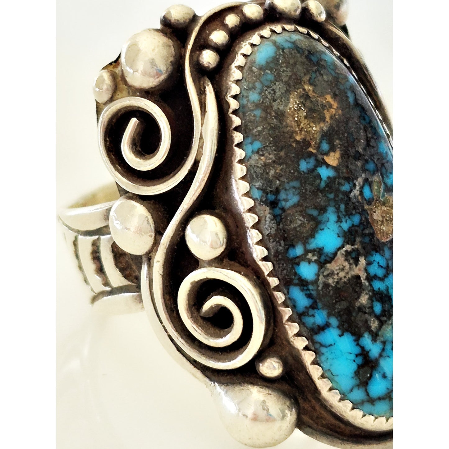 Vintage Lorenzo Bill Navajo Sterling Silver Turquoise Men's Ring