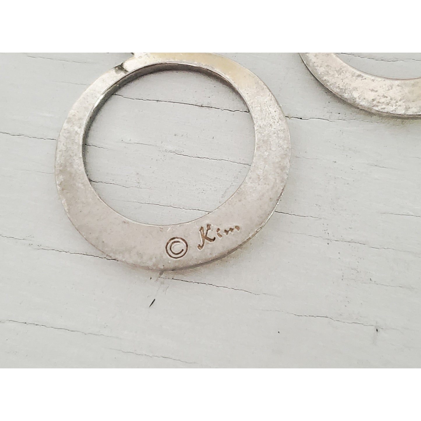 Vintage Kim Silver-tone Brushed Hoop Earrings
