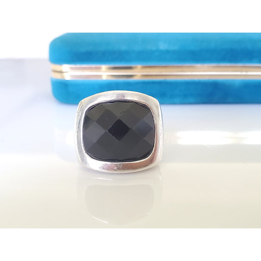 Vintage CFJ Designer Sterling Silver Onyx Ring