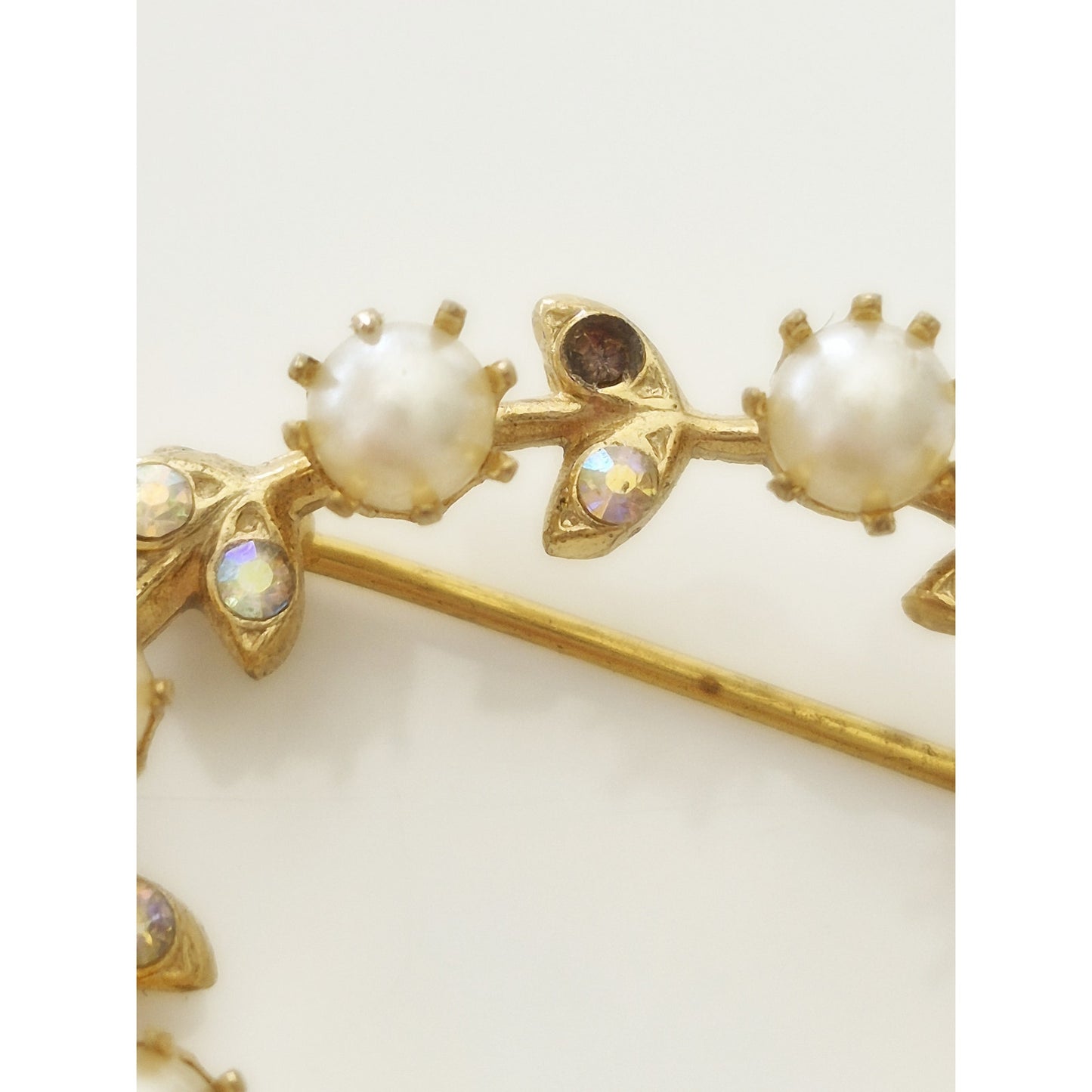Vintage Gold Tone and Faux Pearl Necklace and Brooch Lot